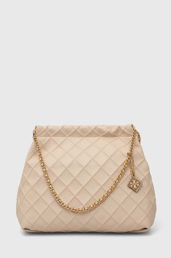 Tory Burch torebka skórzana Fleming Soft Drawstring skóra licowa beżowy 154572.122
