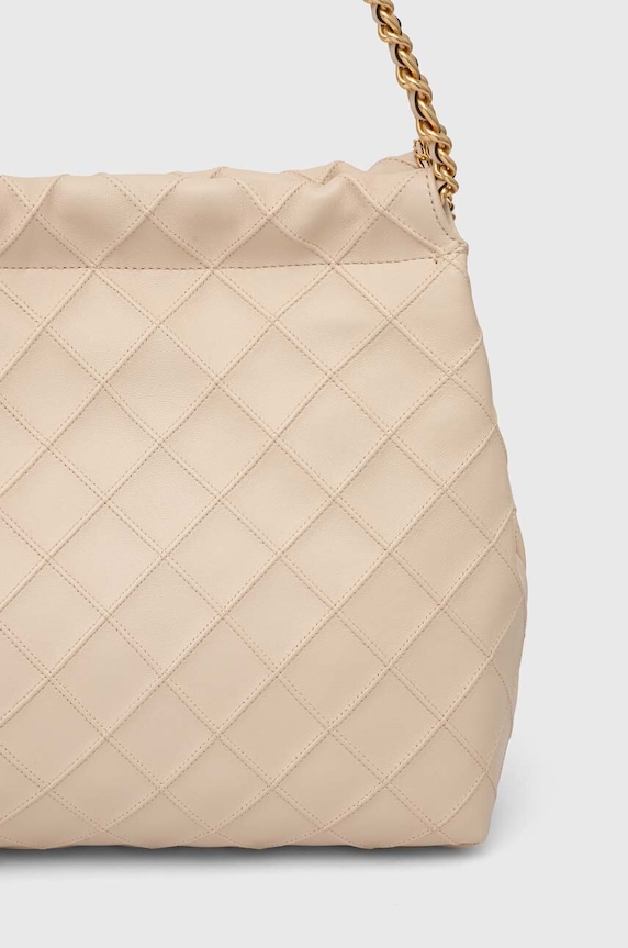 Akcesoria Tory Burch torebka skórzana Fleming Soft Drawstring 154572.122 beżowy