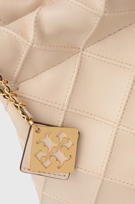 Tory Burch torebka skórzana Fleming Soft Drawstring beżowy 154572.122