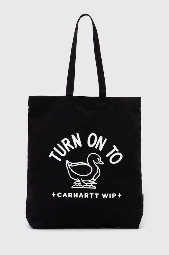 Pamučna torba Carhartt WIP Stamp Tote print crna I033629.0D2XX