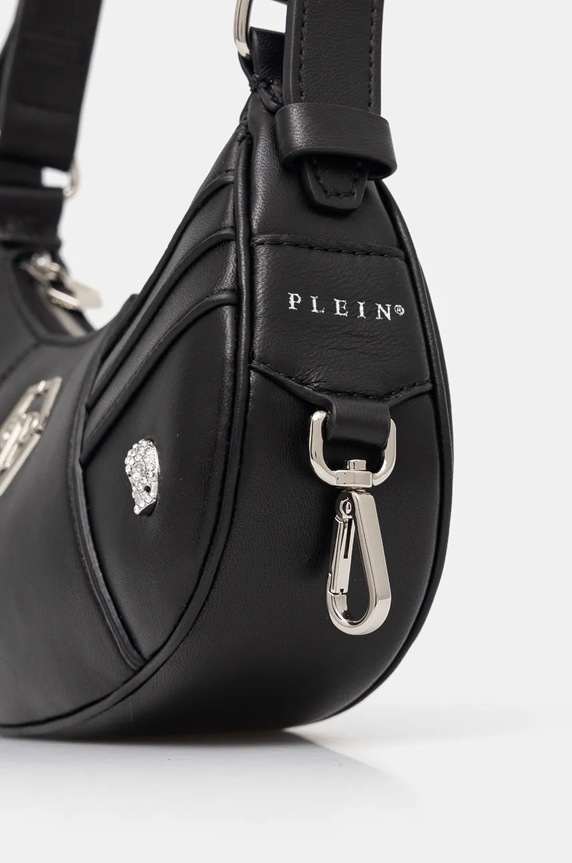 Kožená kabelka Philipp Plein s nádychom hodvábu čierna AADA.WBA2027.PLE075N