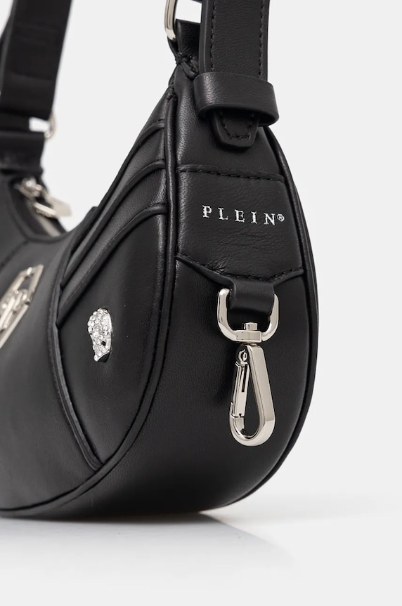 Kožená kabelka Philipp Plein s nádychom hodvábu čierna AADA.WBA2027.PLE075N