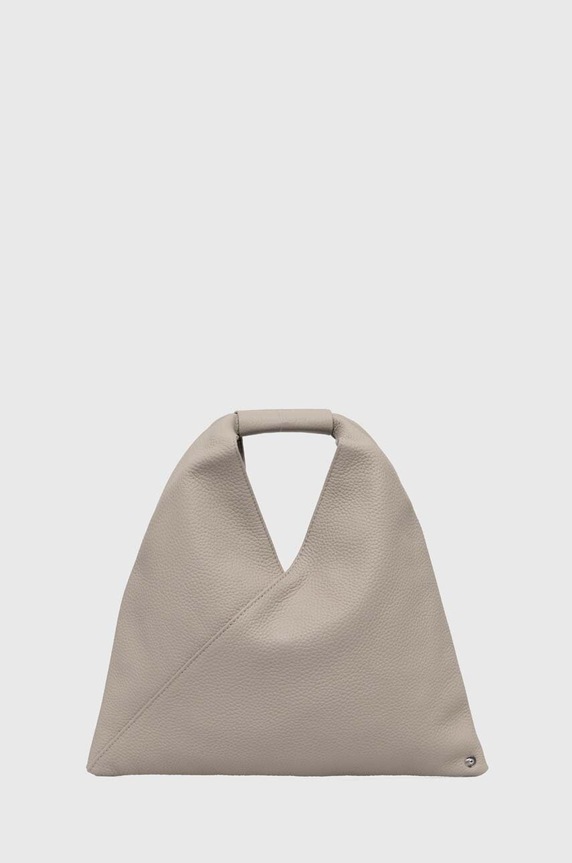 Кожена чанта MM6 Maison Margiela гладка кожа сив SB6WD0013.P4344