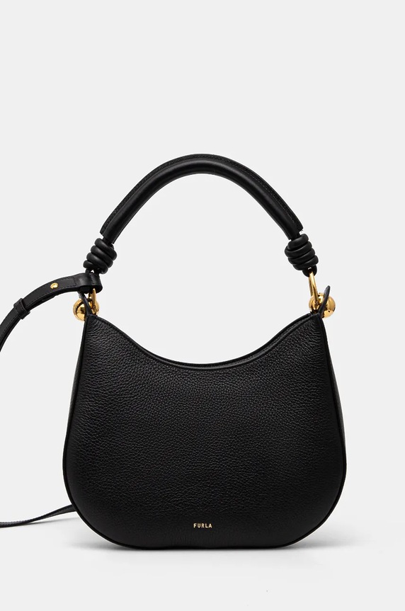 Кожена чанта Furla гладка кожа черен WB01489.BX0176.O6000