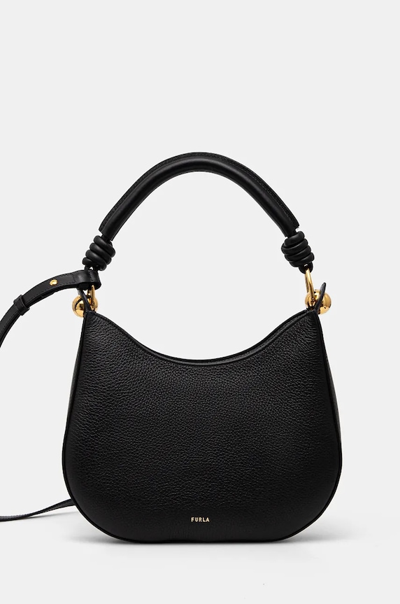 Кожена чанта Furla гладка кожа черен WB01489.BX0176.O6000
