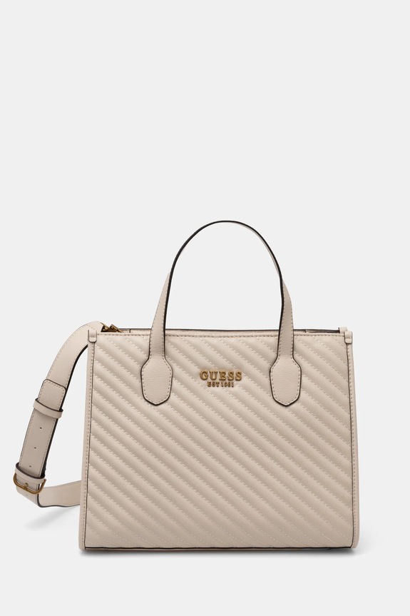 Torba Guess SILVANA imitacija zrnate kože bež HWQV86.65220