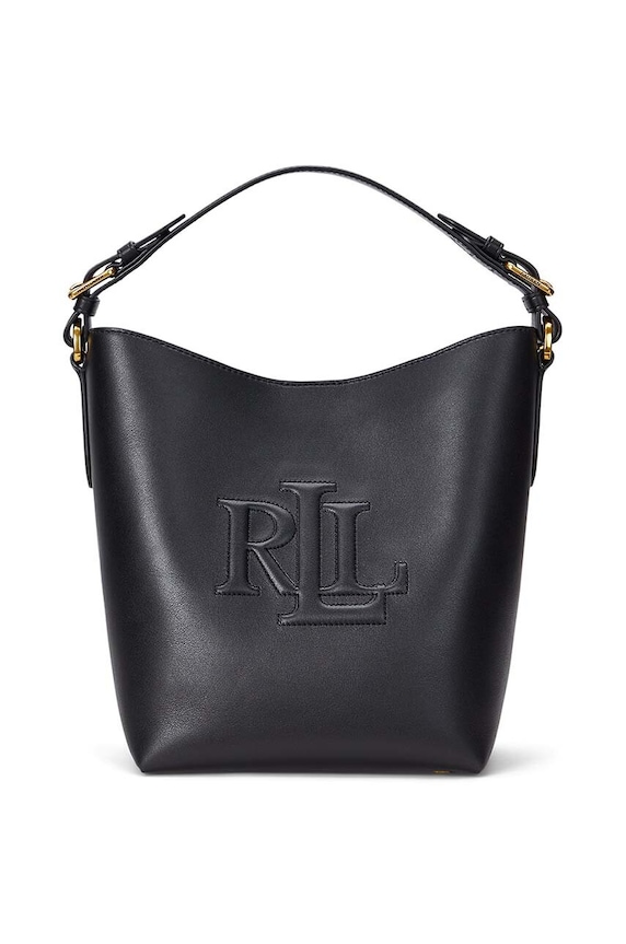 Kožená kabelka Lauren Ralph Lauren přírodní kůže černá 431950855