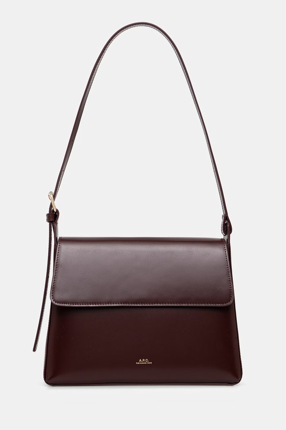 A.P.C. borsa a mano in pelle sac virginie flap pelle fiore granata PXBRU.F61924