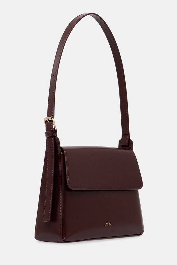 A.P.C. borsa a mano in pelle sac virginie flap PXBRU.F61924 granata SS26