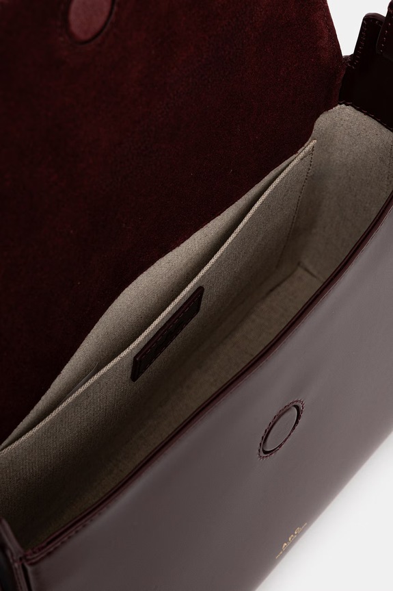 A.P.C. borsa a mano in pelle sac virginie flap PXBRU.F61924 granata