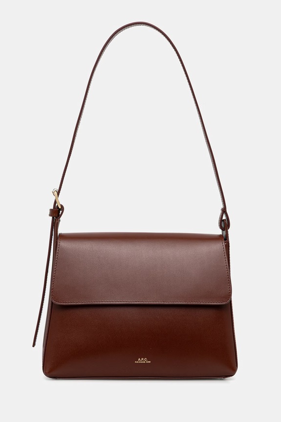 A.P.C. torebka skórzana sac virginie flap skóra licowa brązowy PXBRU.F61924