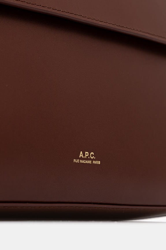 A.P.C. torebka skórzana sac virginie flap brązowy PXBRU.F61924