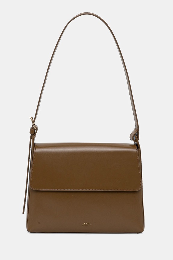 Δερμάτινη τσάντα A.P.C. sac virginie flap καφέ PXBRU.F61924