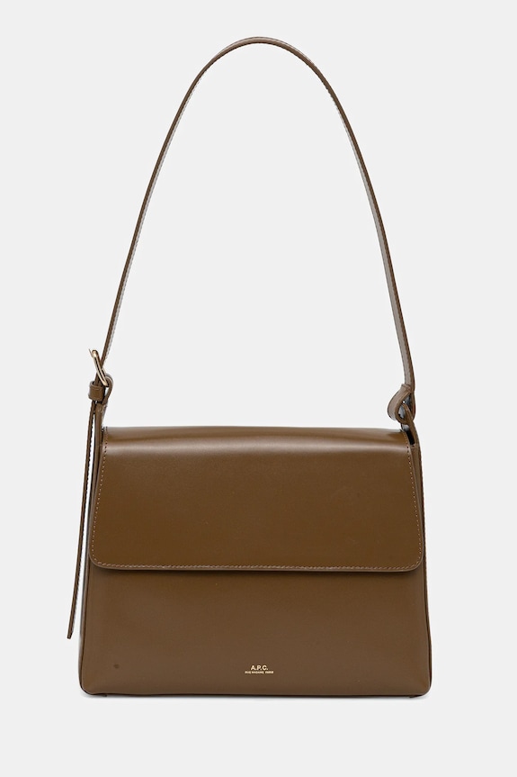 Δερμάτινη τσάντα A.P.C. sac virginie flap καφέ PXBRU.F61924