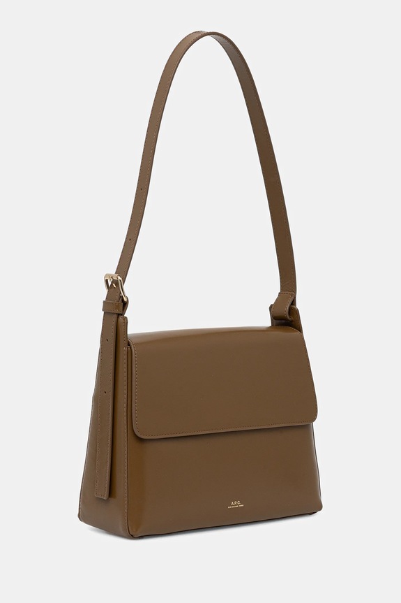 Δερμάτινη τσάντα A.P.C. sac virginie flap PXBRU.F61924 καφέ SS26