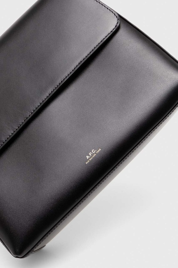 Kožená kabelka A.P.C. sac virginie flap černá PXBRU.F61924