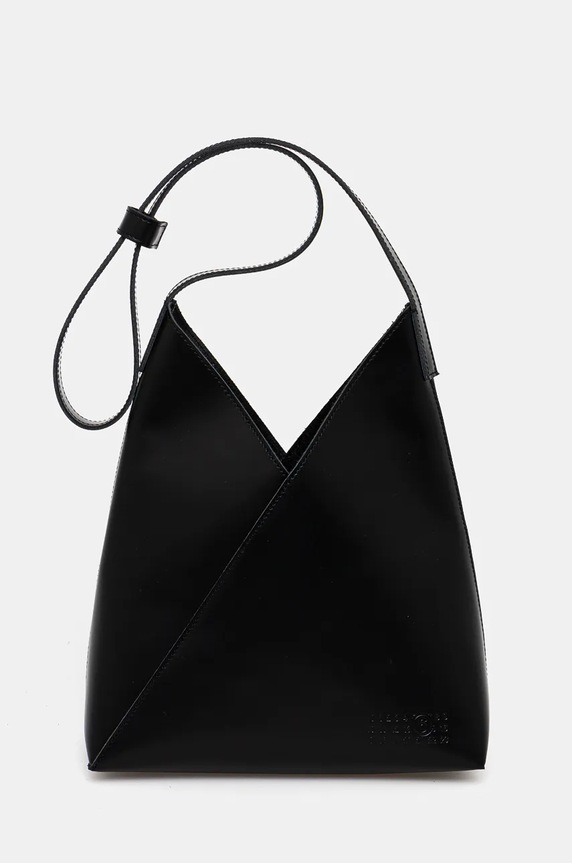Kožená kabelka MM6 Maison Margiela přírodní kůže černá SB6ZH0019.P7183