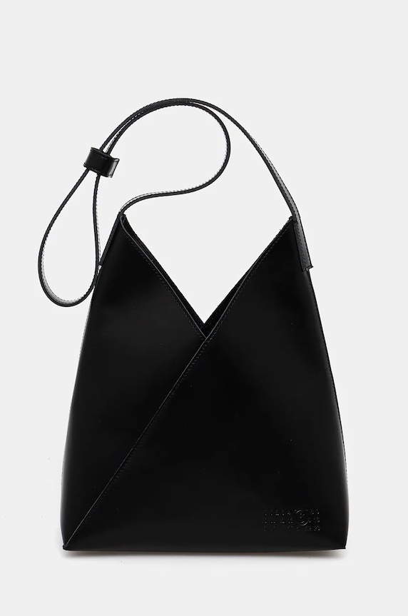 Kožená kabelka MM6 Maison Margiela přírodní kůže černá SB6ZH0019.P7183