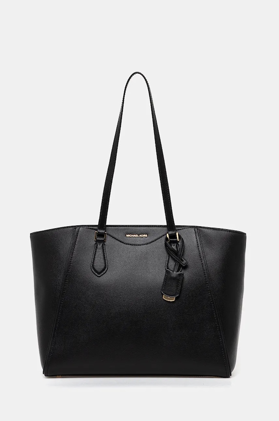 Kožená kabelka MICHAEL Michael Kors hladký černá 30F4GTBT7L