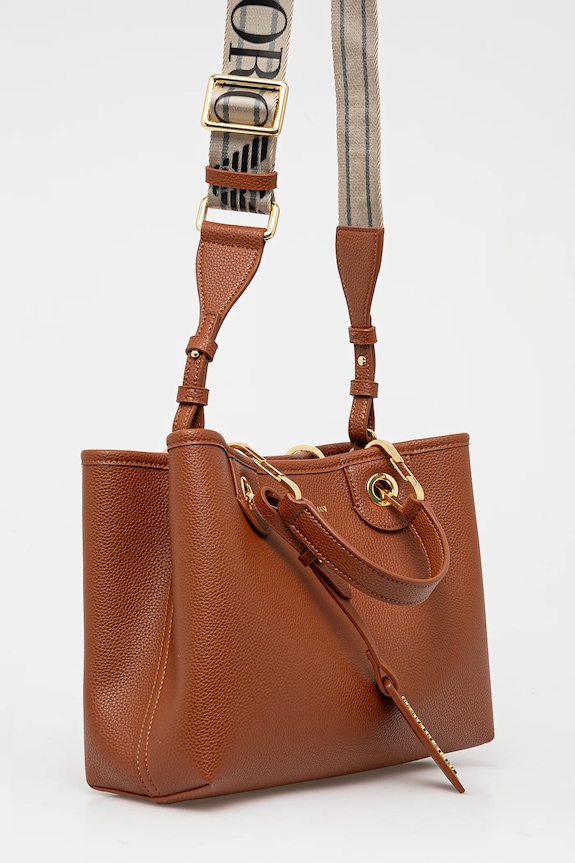 Emporio Armani geantă crossbody pentru femei, cu imitație de piele EW000361.AF12103 maro AA00
