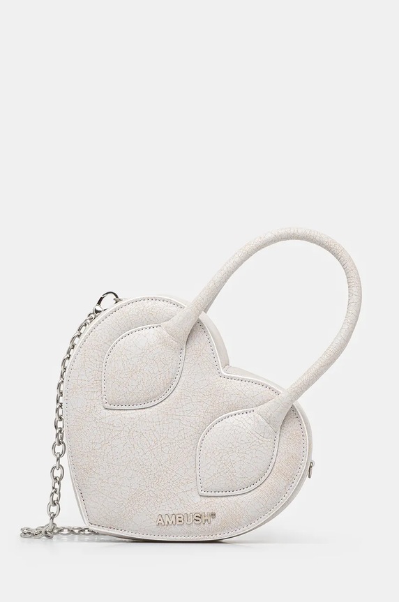 Torba AMBUSH Crackle Heart Top Handle Bag bez uzorka siva BWNP028F24LEA0010100