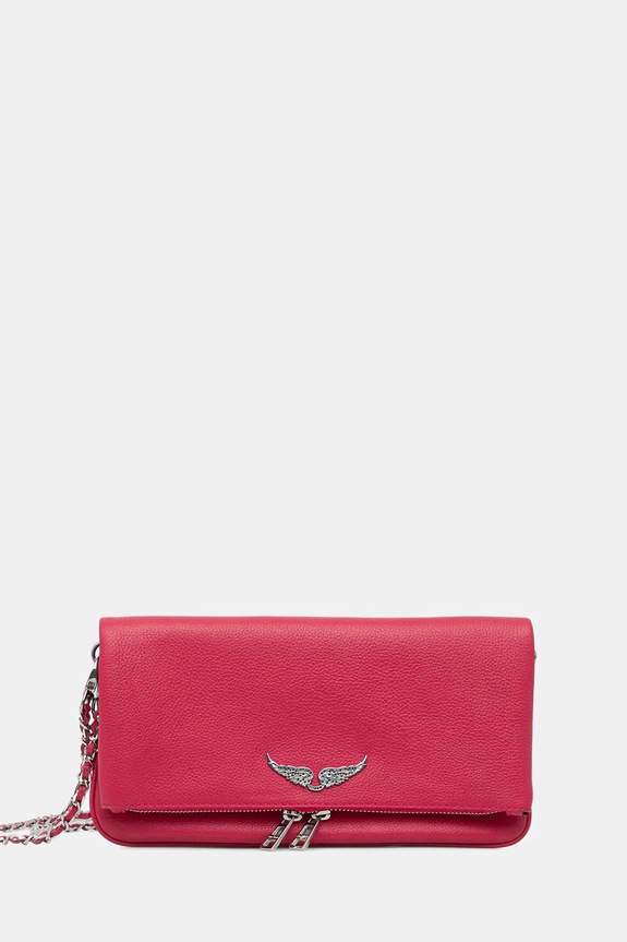 ZADIG&VOLTAIRE geantă de piele ROCK GRAINED LEATHER nu incape in A4 roz LWBA00001