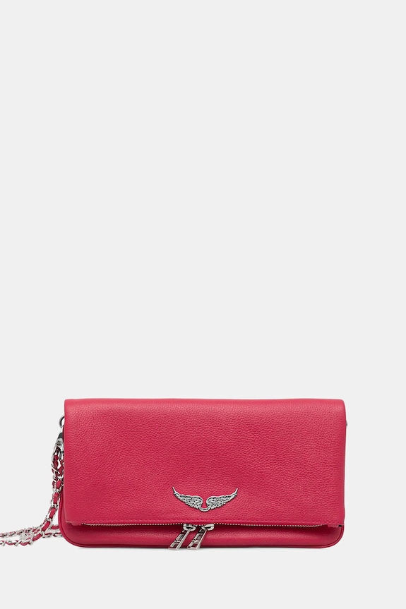 ZADIG&VOLTAIRE geantă de piele ROCK GRAINED LEATHER nu incape in A4 roz LWBA00001