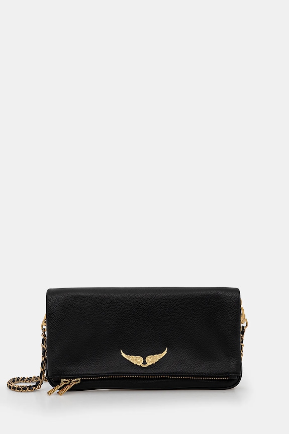 Kožna torba ZADIG&VOLTAIRE ROCK GRAINED LEATHER bez uzorka crna LWBA00001