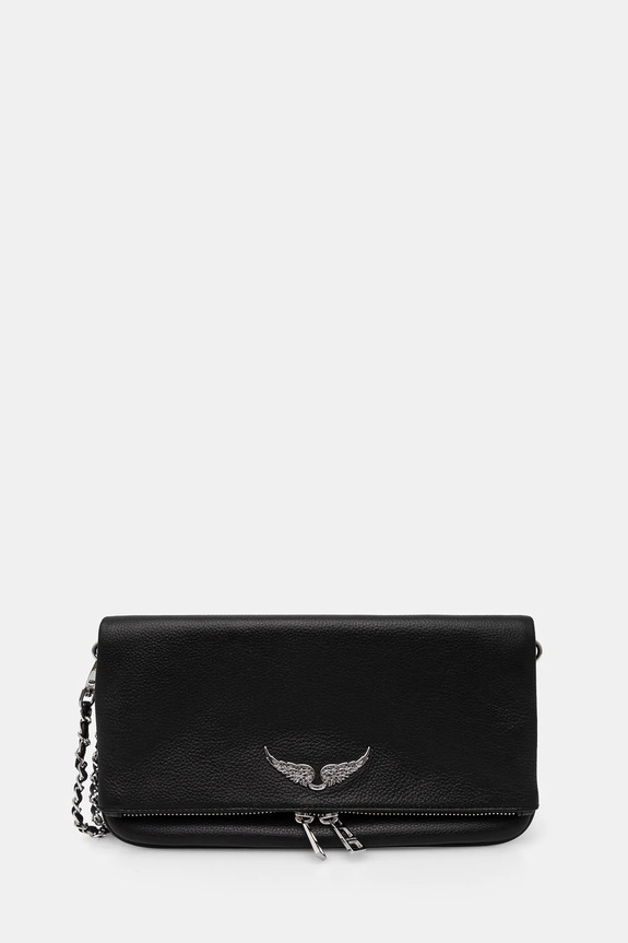ZADIG&VOLTAIRE geantă de piele ROCK GRAINED LEATHER nu incape in A4 negru LWBA00001
