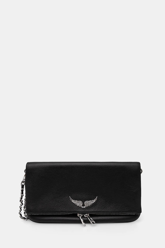 ZADIG&VOLTAIRE geantă de piele ROCK GRAINED LEATHER nu incape in A4 negru LWBA00001