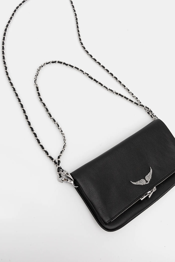 ZADIG&VOLTAIRE geantă de piele ROCK GRAINED LEATHER LWBA00001 negru AA00