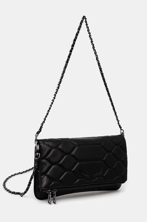 Kožená kabelka ZADIG&VOLTAIRE ROCK XL MAT SCALE LWBA02581 čierna AA00