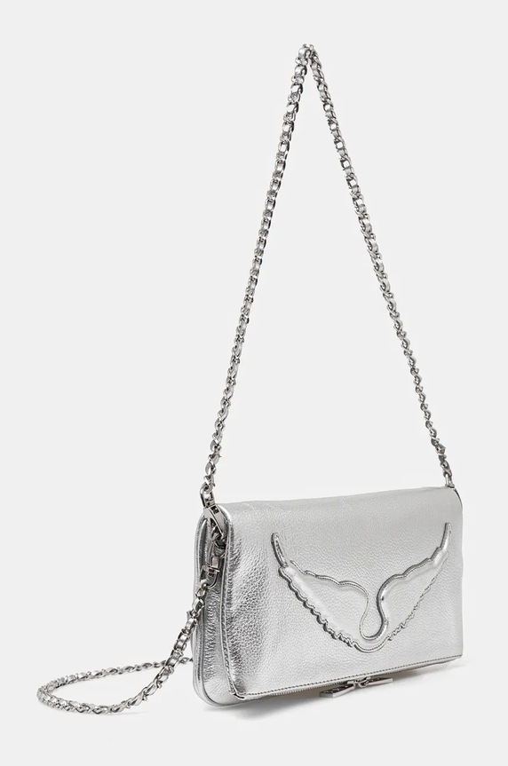 Kožená kabelka ZADIG&VOLTAIRE LWBA02551 stříbrná AW24