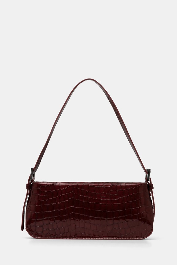 Kožna torba By Far Dulce bez uzorka bordo MWBSB009CL033BR045PL