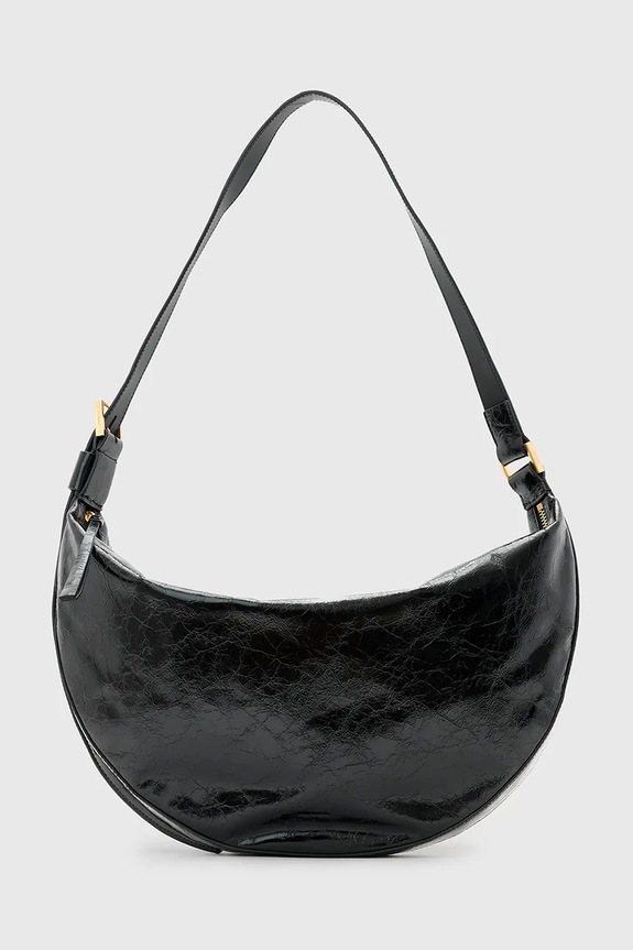 AllSaints borsa a mano in pelle HALF MOON pelle fiore nero W020XZ
