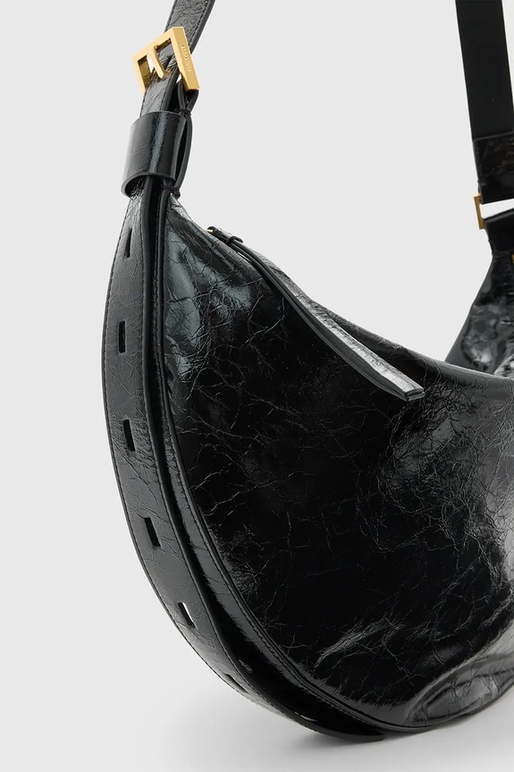 AllSaints borsa a mano in pelle HALF MOON nero W020XZ