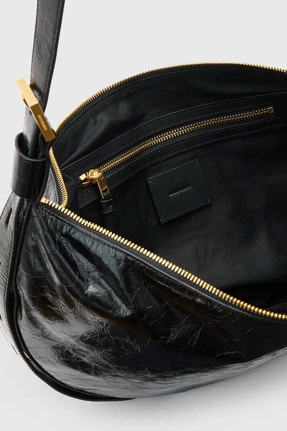 AllSaints borsa a mano in pelle HALF MOON W020XZ nero