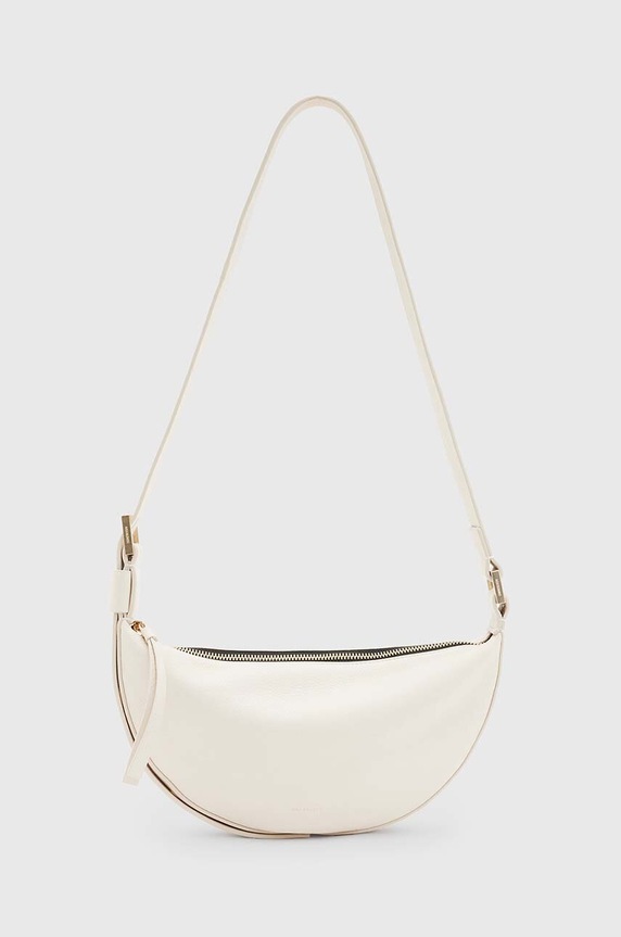 Kožená kabelka AllSaints HALF MOON přírodní kůže bílá W301XB