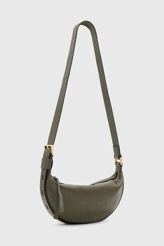 Kožená kabelka AllSaints HALF MOON W301XB zelená NC25