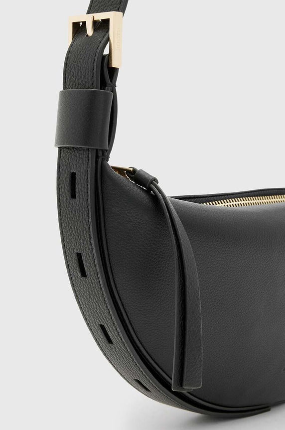 Δερμάτινη τσάντα AllSaints HALF MOON μαύρο W301XB