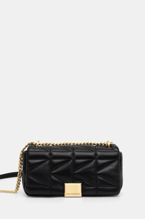 Karl Lagerfeld torebka skórzana skóra licowa czarny 246W3089