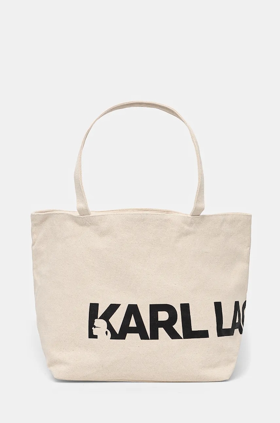 Karl Lagerfeld geanta de bumbac incape in A4 bej 246W3886