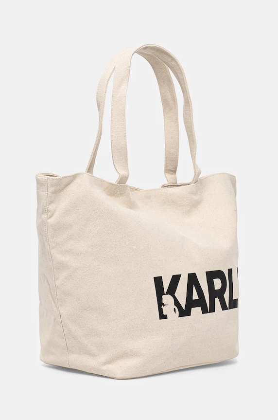 Karl Lagerfeld geanta de bumbac 246W3886 bej SS25