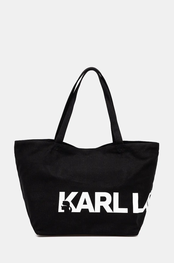 Bavlněná kabelka Karl Lagerfeld potisk černá 246W3886