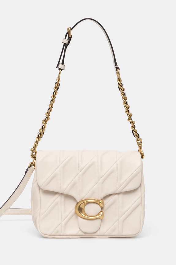 Δερμάτινη τσάντα Coach square tabby λείο δέρμα μπεζ CW629
