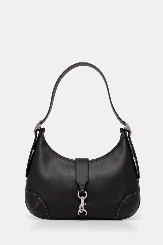 Kožna torba Coach Hamptons bez uzorka crna CW642