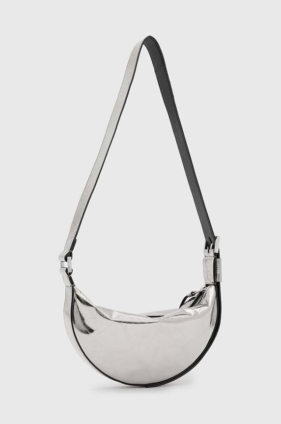 Kožená kabelka AllSaints HALF MOON XBODY W309XB strieborná AW24