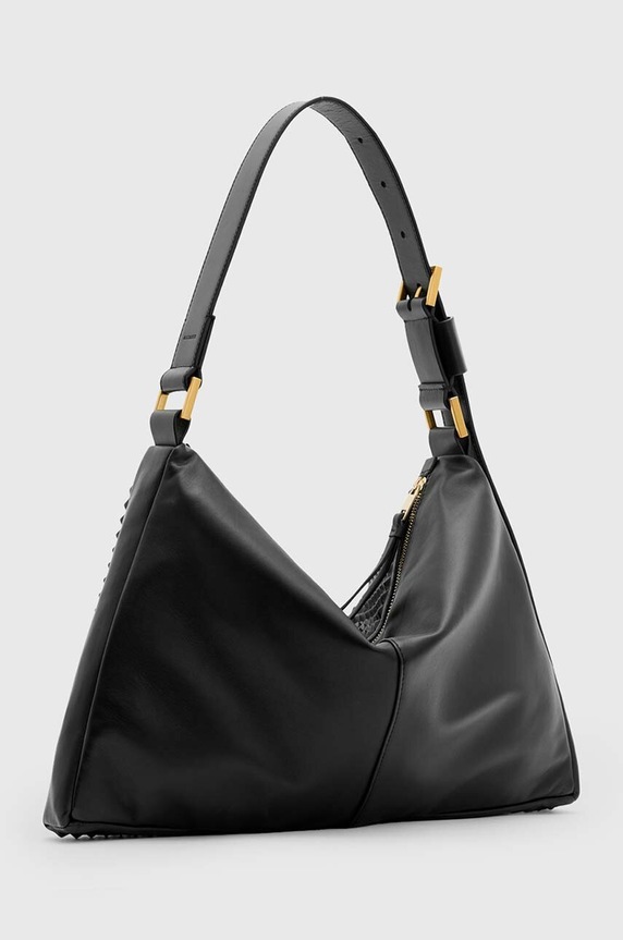 Δερμάτινη τσάντα AllSaints EDBURY STUD SHOULDER W356XB μαύρο AW24