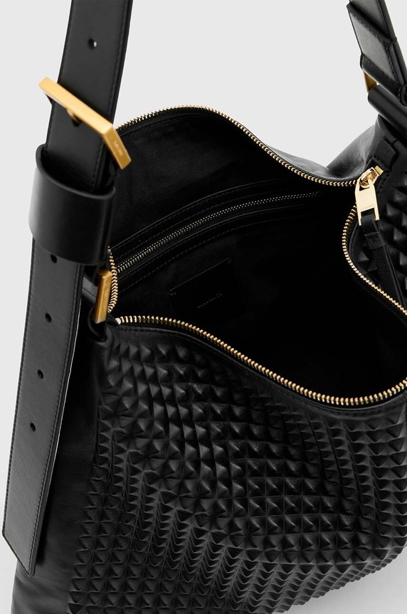 Δερμάτινη τσάντα AllSaints EDBURY STUD SHOULDER W356XB μαύρο