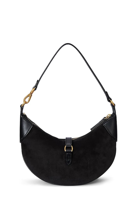 Doplňky Polo Ralph Lauren hobo kabelka dámská kožená 428929801 černá